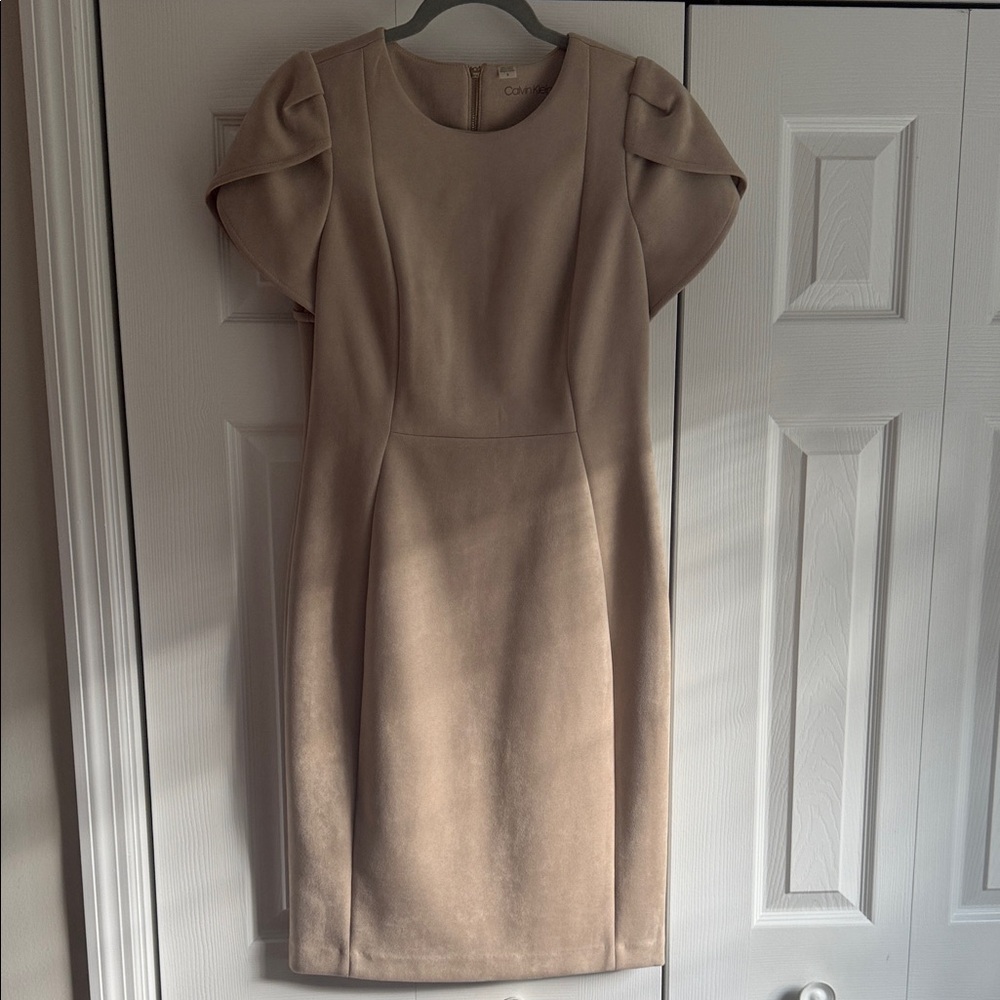 Calvin Klein Taupe Cap Sleeve Dress